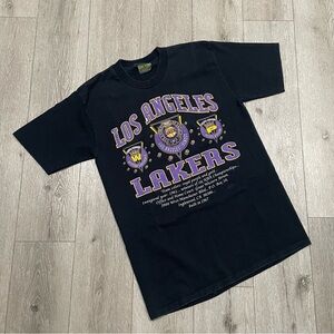Vintage 90s lakers shirt black championship patch men’s XL